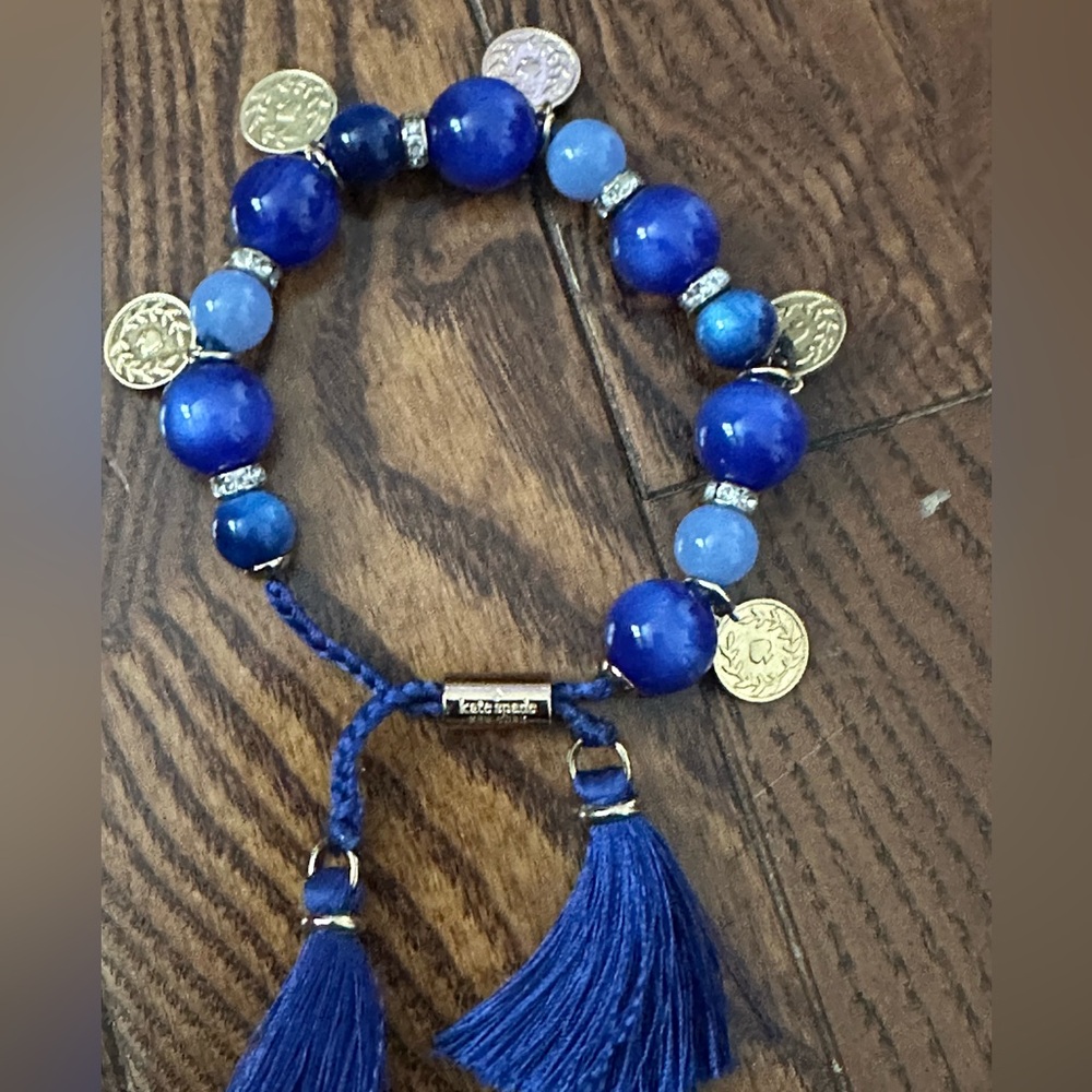 Kate Spade Royal Blue and Gold Charm Bracelet